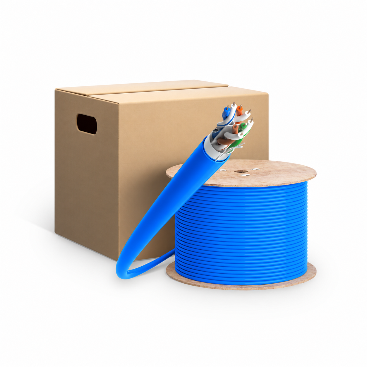 Cat6a Copper Cable, 750MHz, F/UTP, CMR, 23AWG, Blue, 1000ft